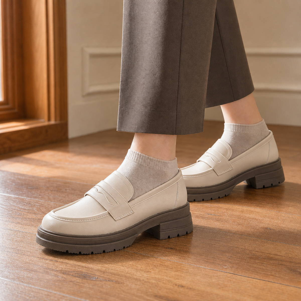 Falconi Chunky Loafers - Apricot