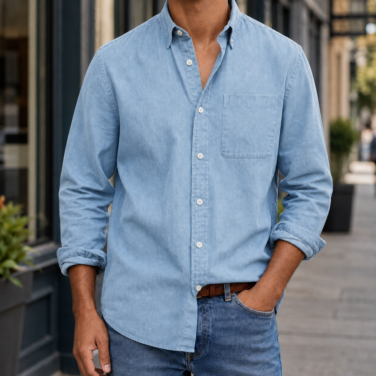 Damian Relaxed Shirt - Light Blue