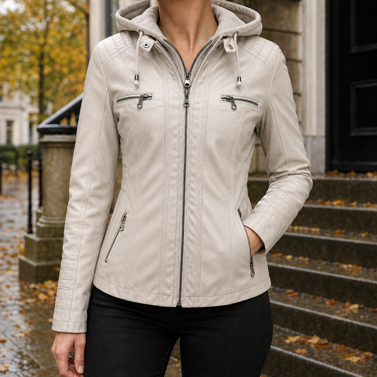 Maxine-Jade Hooded Jacket - Off White