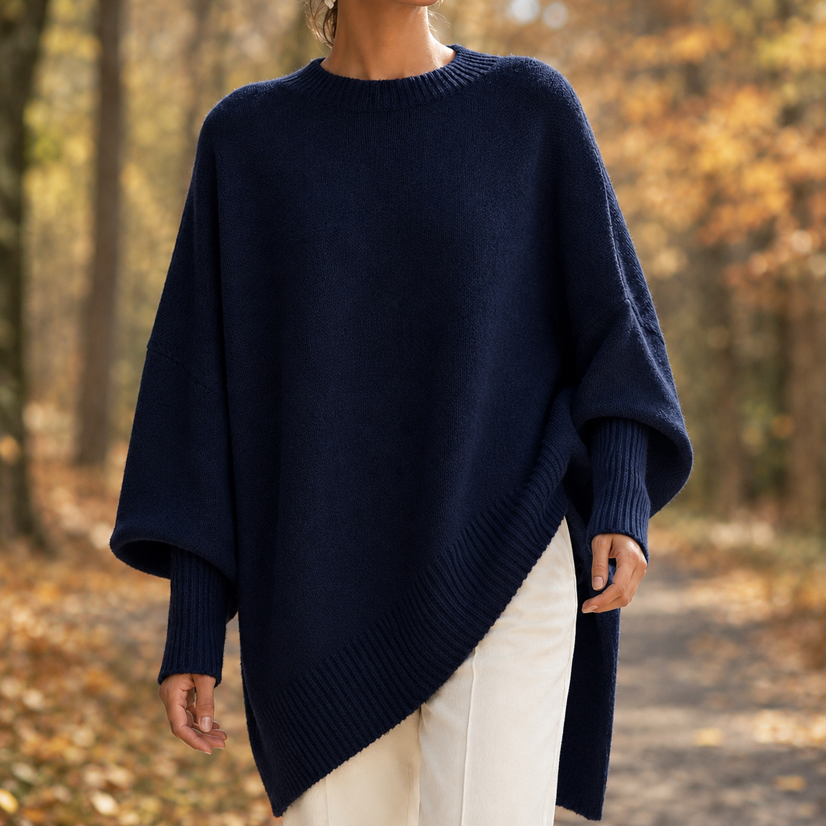 Chiara-Marie Asymmetric Sweater - Navy Blue