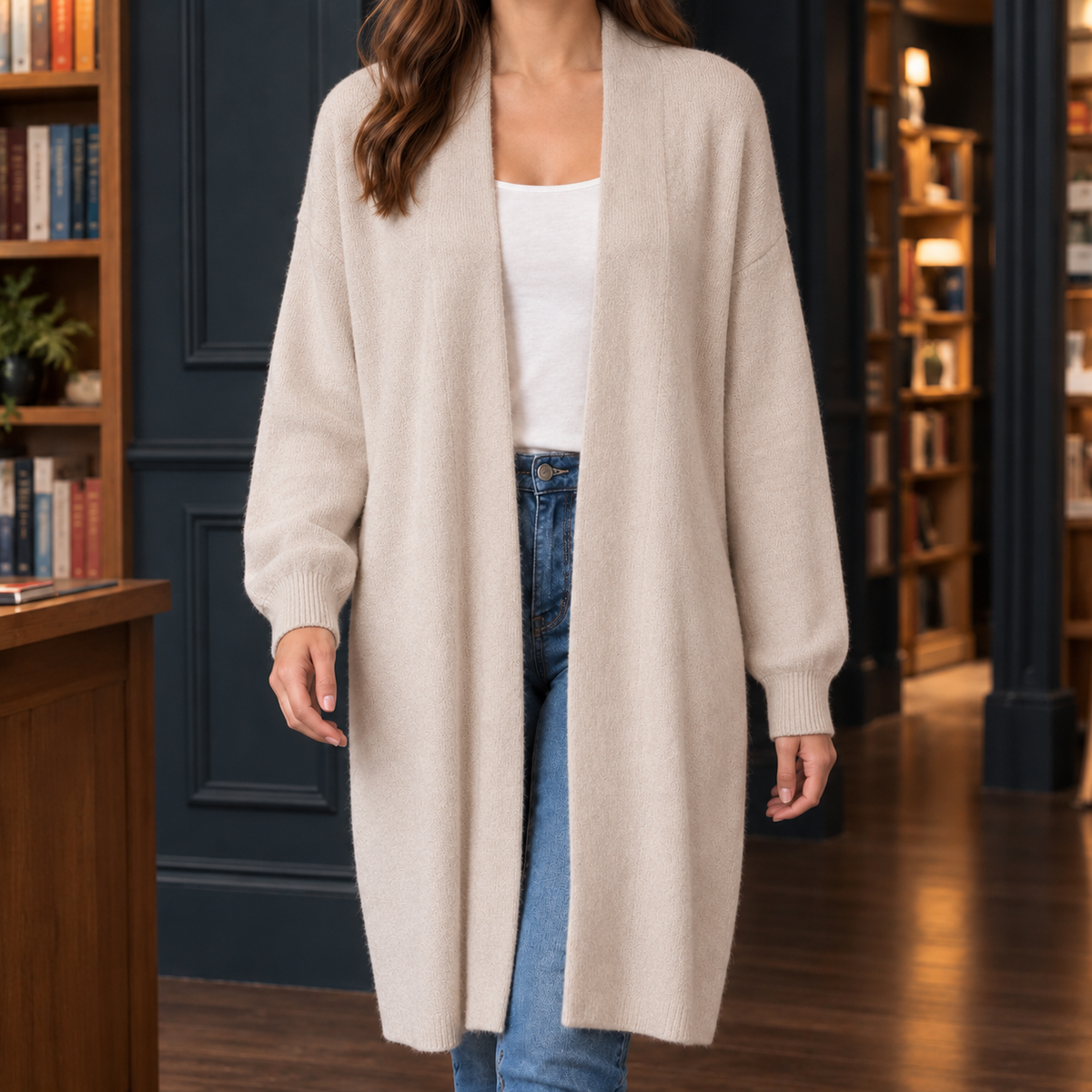 Natalie Longline Cardigan - Khaki