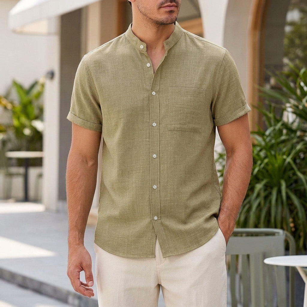 Hudson Mandarin Shirt - Khaki
