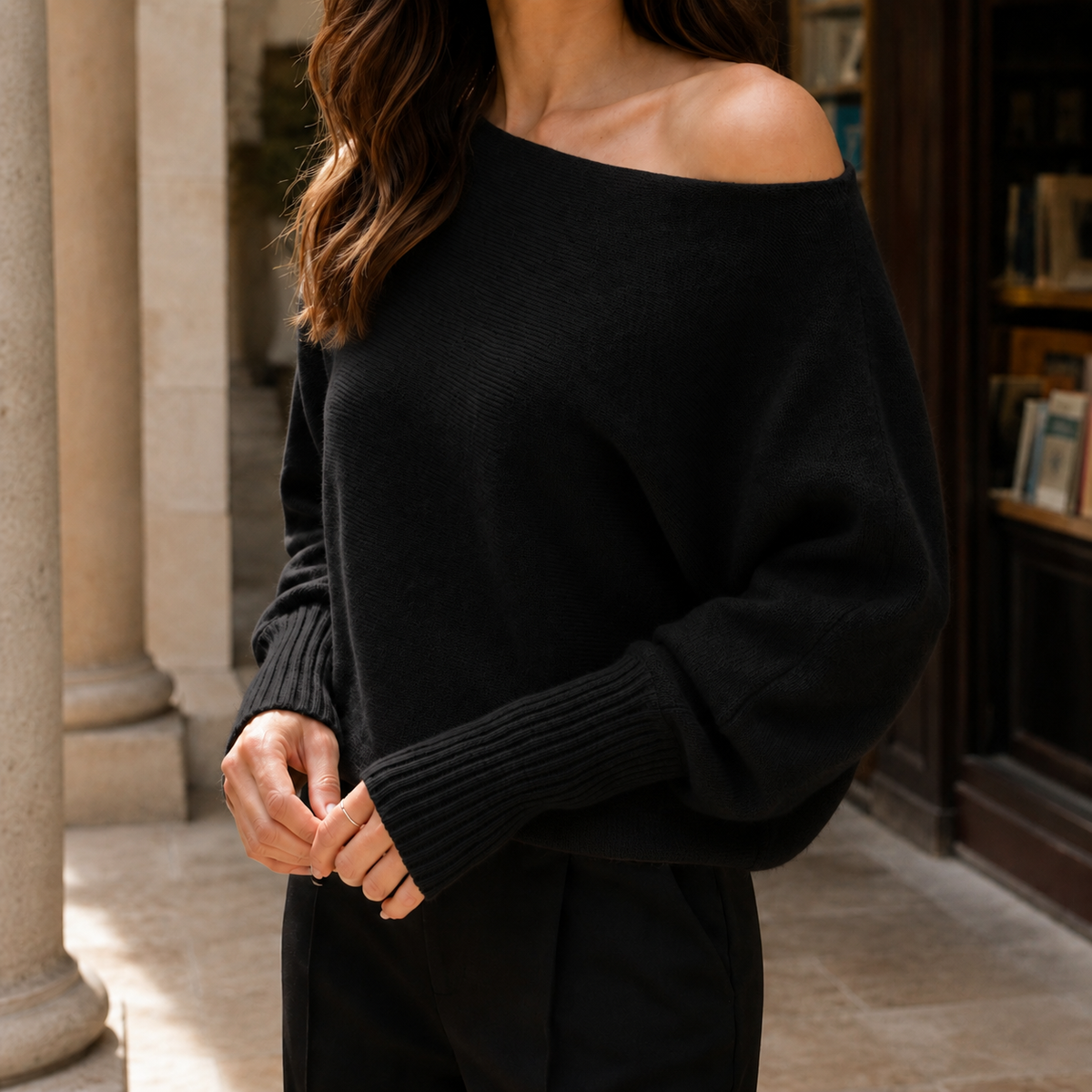 Lydia Asymmetric Sweater - Black