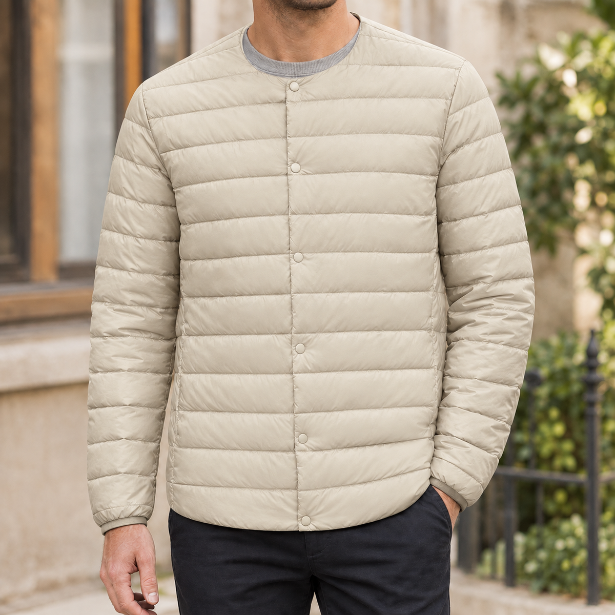Redmond Collarless Jacket - Light Porcelain Rice