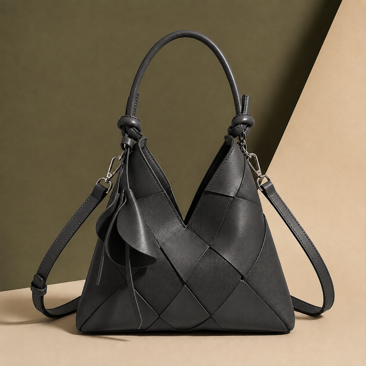 Bellagio Woven Shoulder Bag - Charcoal