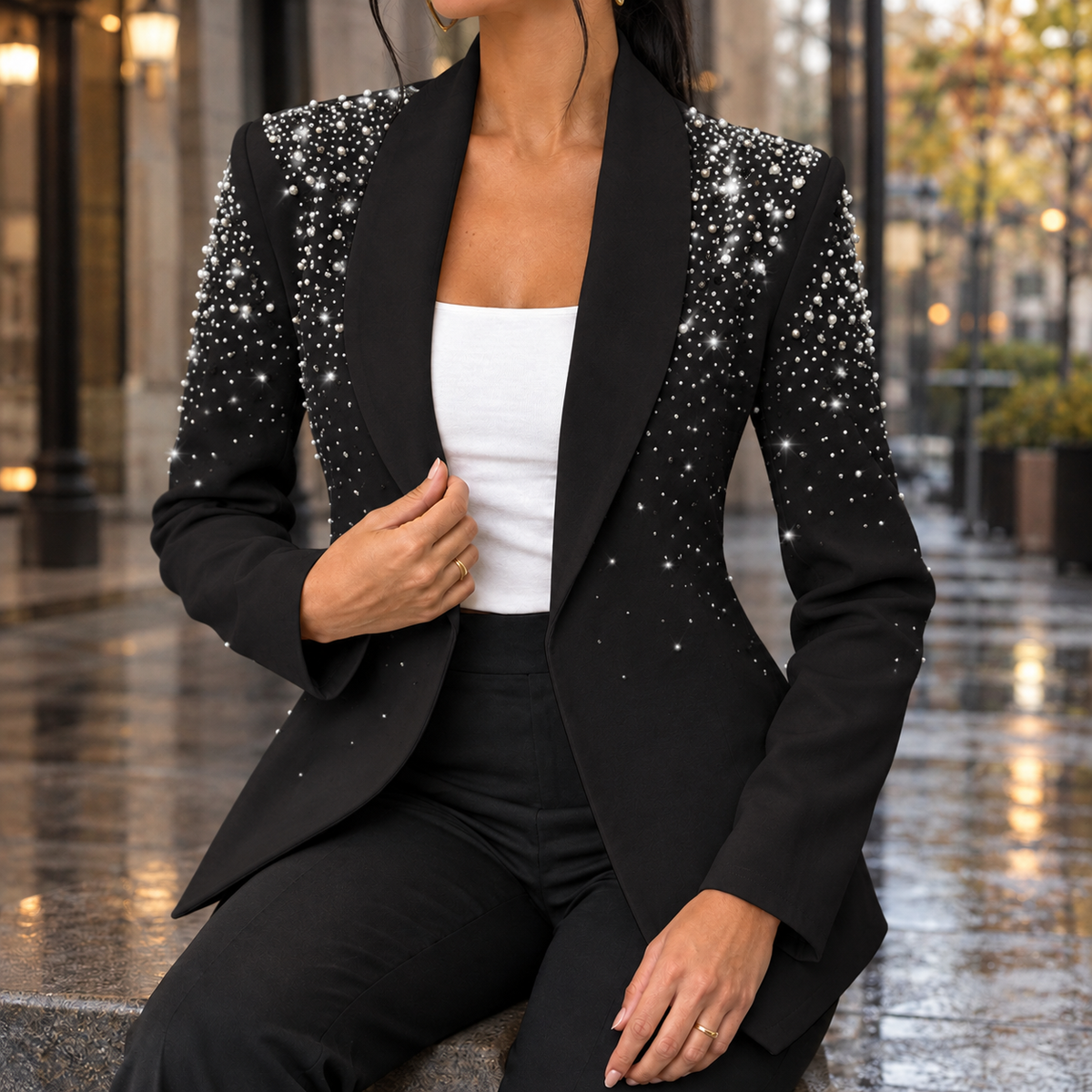 Sofia-Jane Embellished Blazer - Black