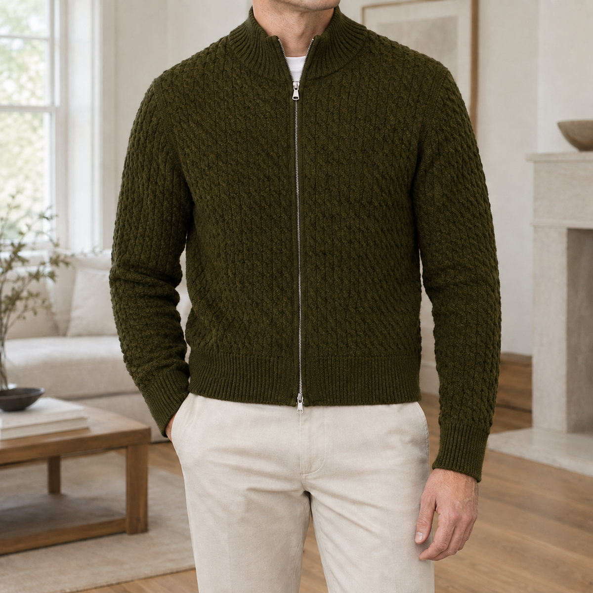 Ambrose Cable Knit Sweater - Green