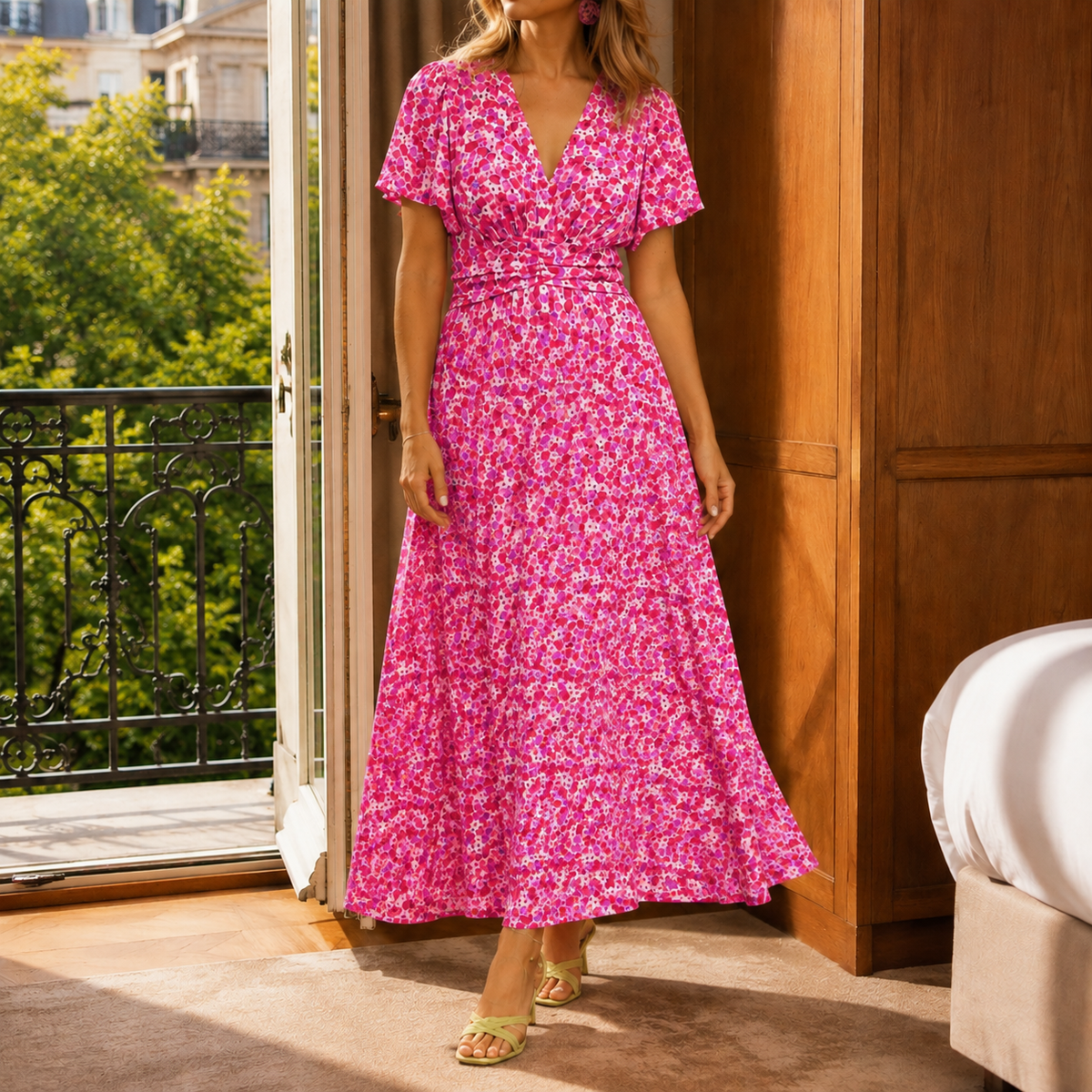Hallie Floral Maxi Dress - Pink