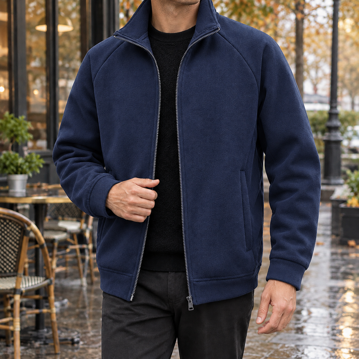 Blaise-Ellis Zip Front Jacket - Deep Blue