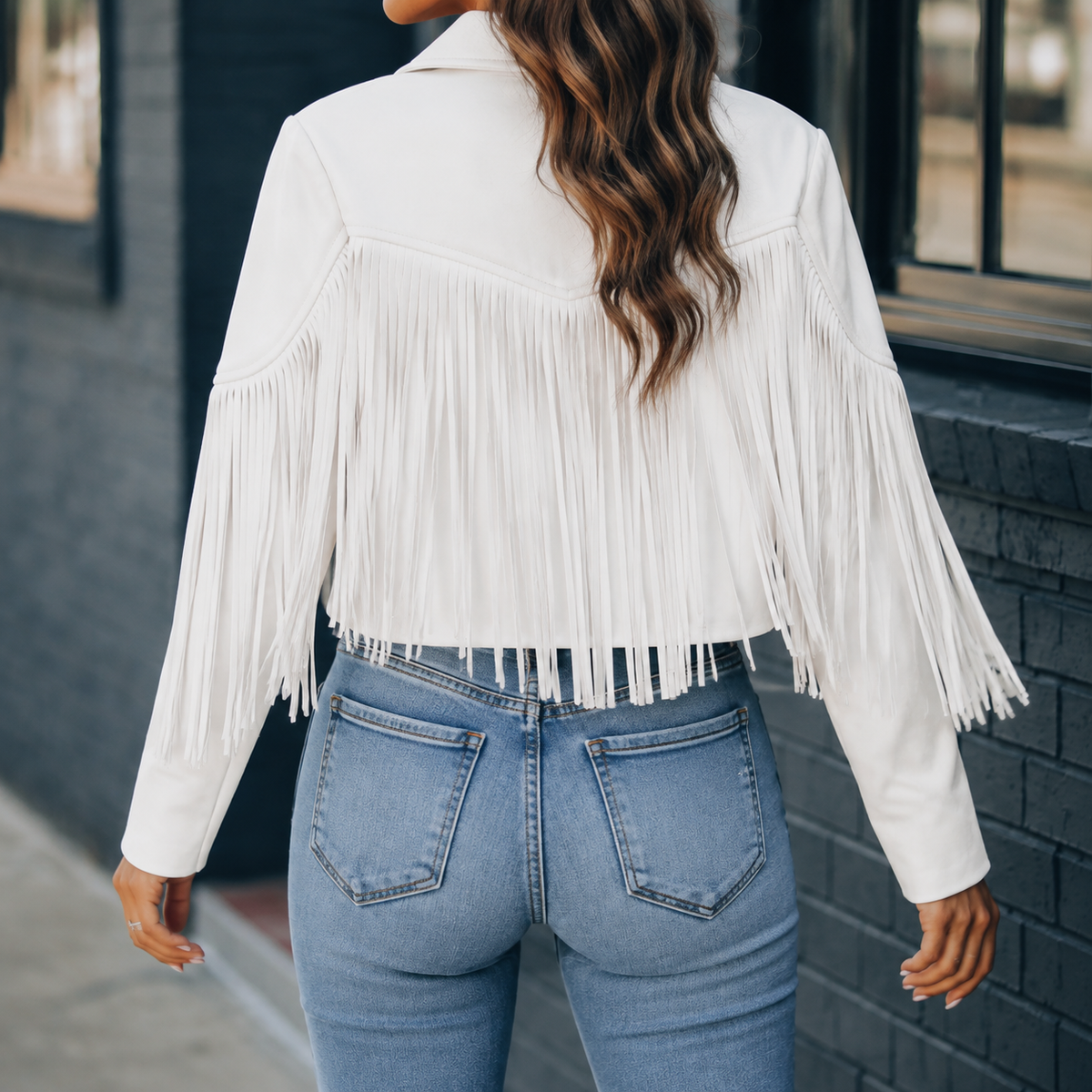 Gabriella Fringe Jacket - White