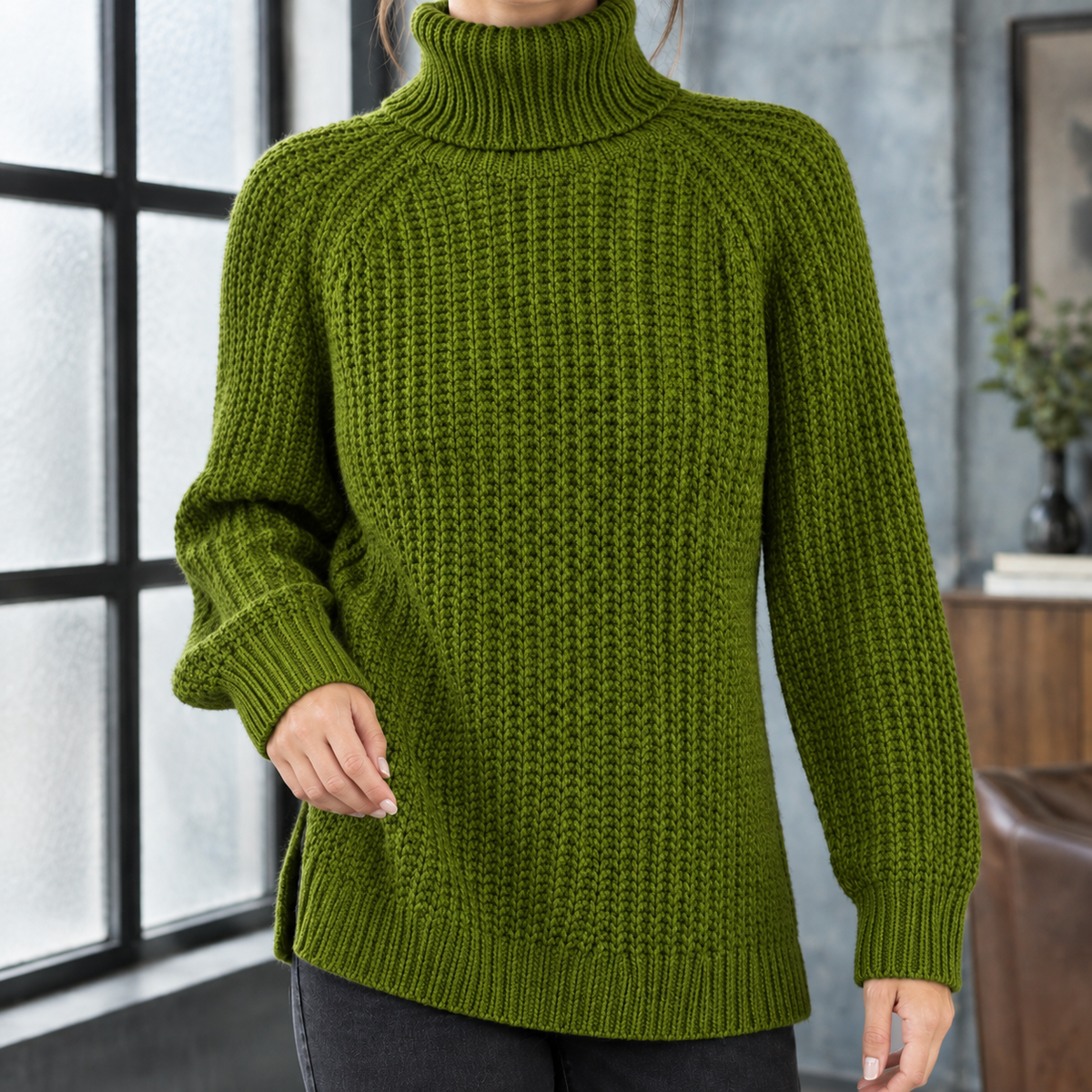 Mallory Turtleneck Sweater - Olive Green