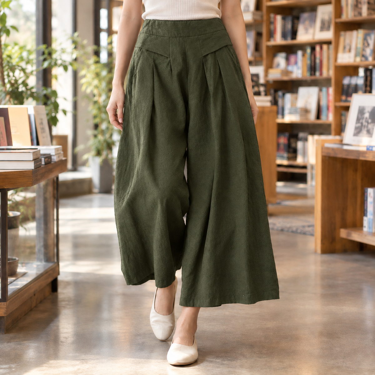 Rosemary Wide Leg Pants - Olive Green