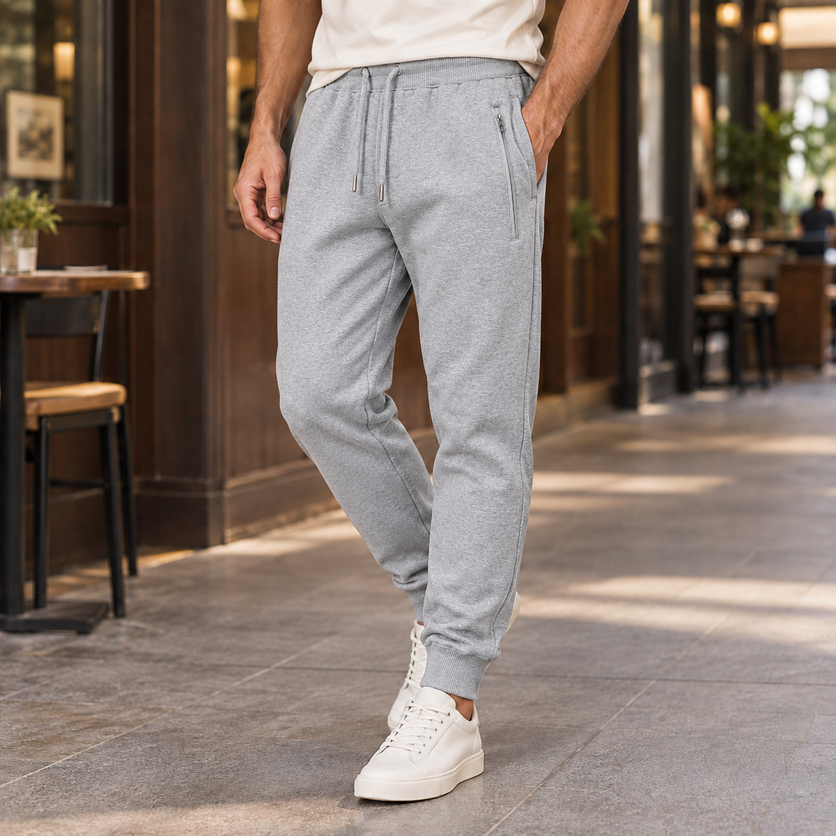 Theo Tapered Joggers - Bundled Foot Light Gray