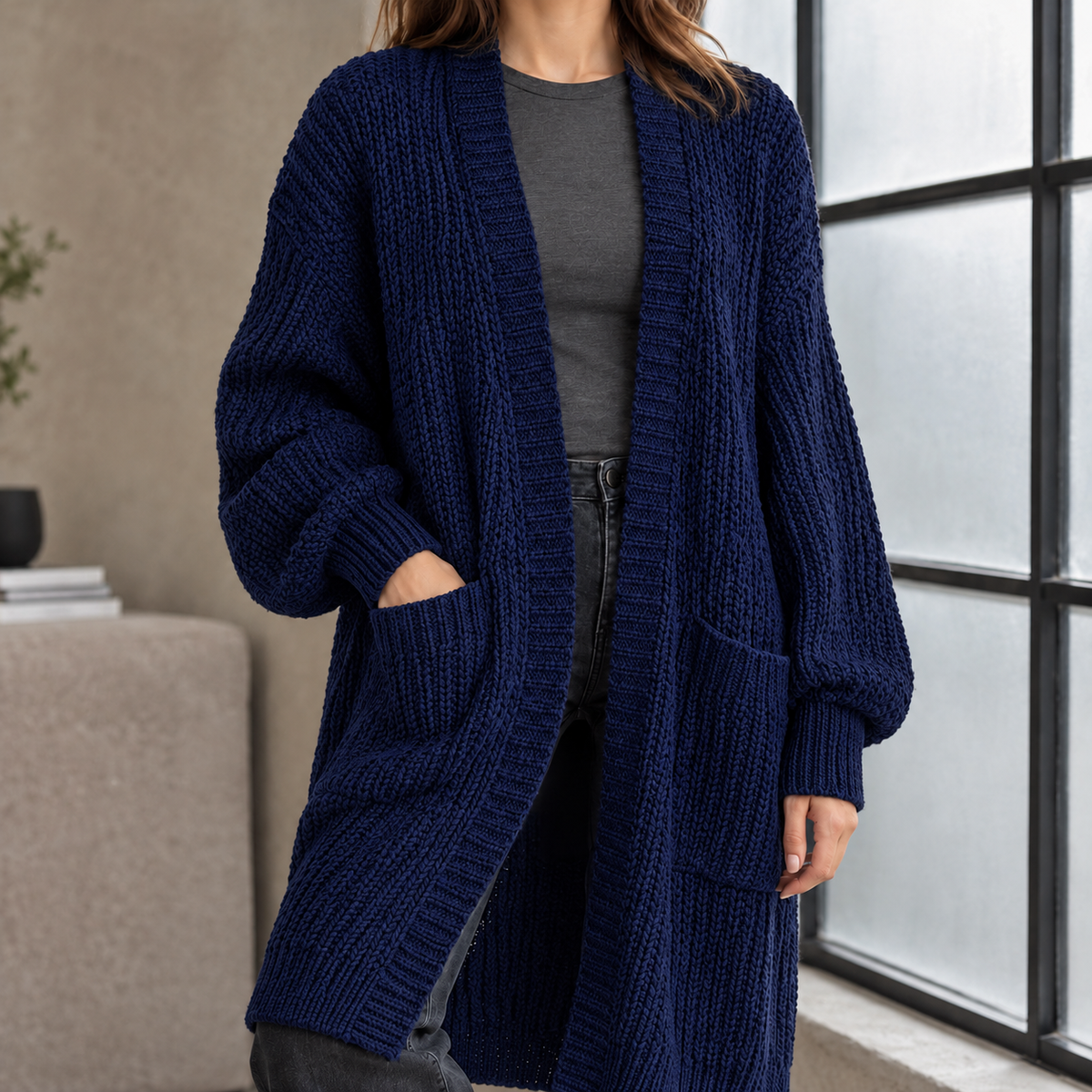 Diana Chunky Cardigan - Navy Blue