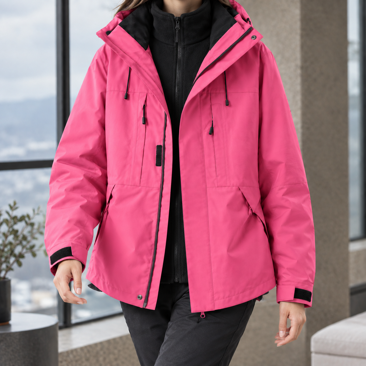Dorothea Three-In-One Jacket - Travel Outfit - Rose Red