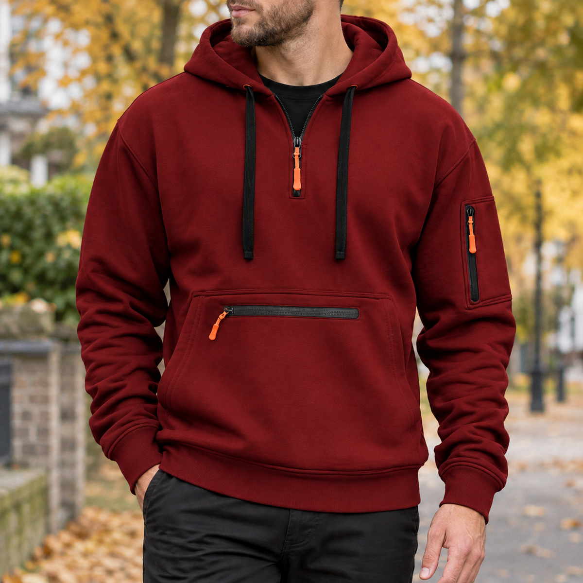 Timothy Quarter Zip Hoodie - Red