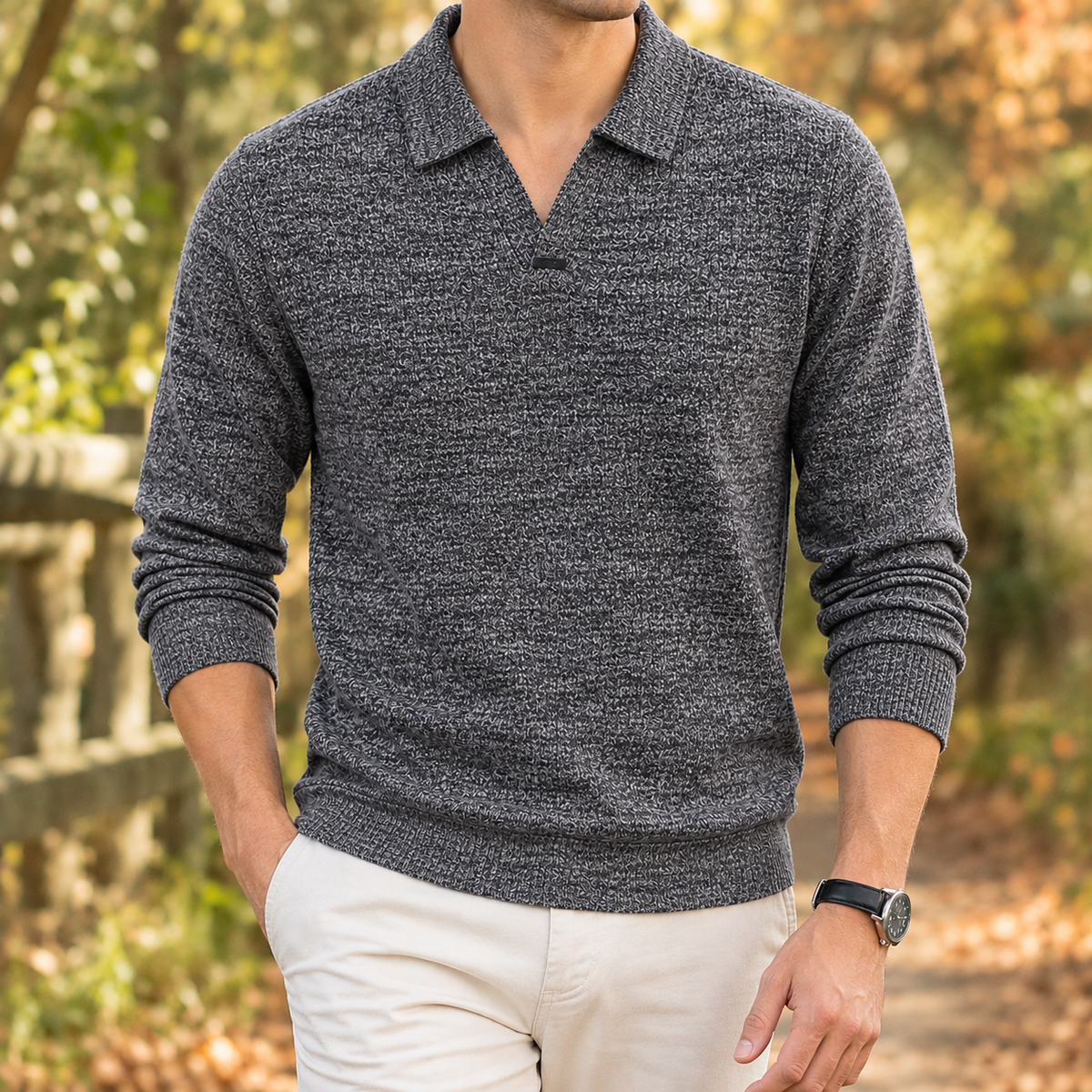 Albin Polo Sweater - Medium Gray