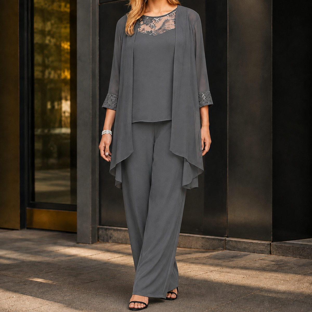 Antonia Flowing Set - Gray