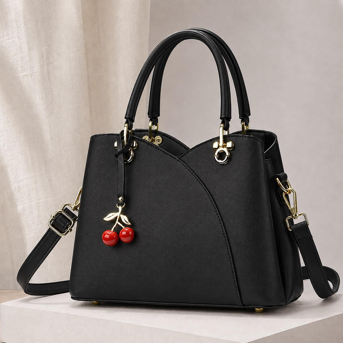 Rinaldi Cherry Handbag - Musta