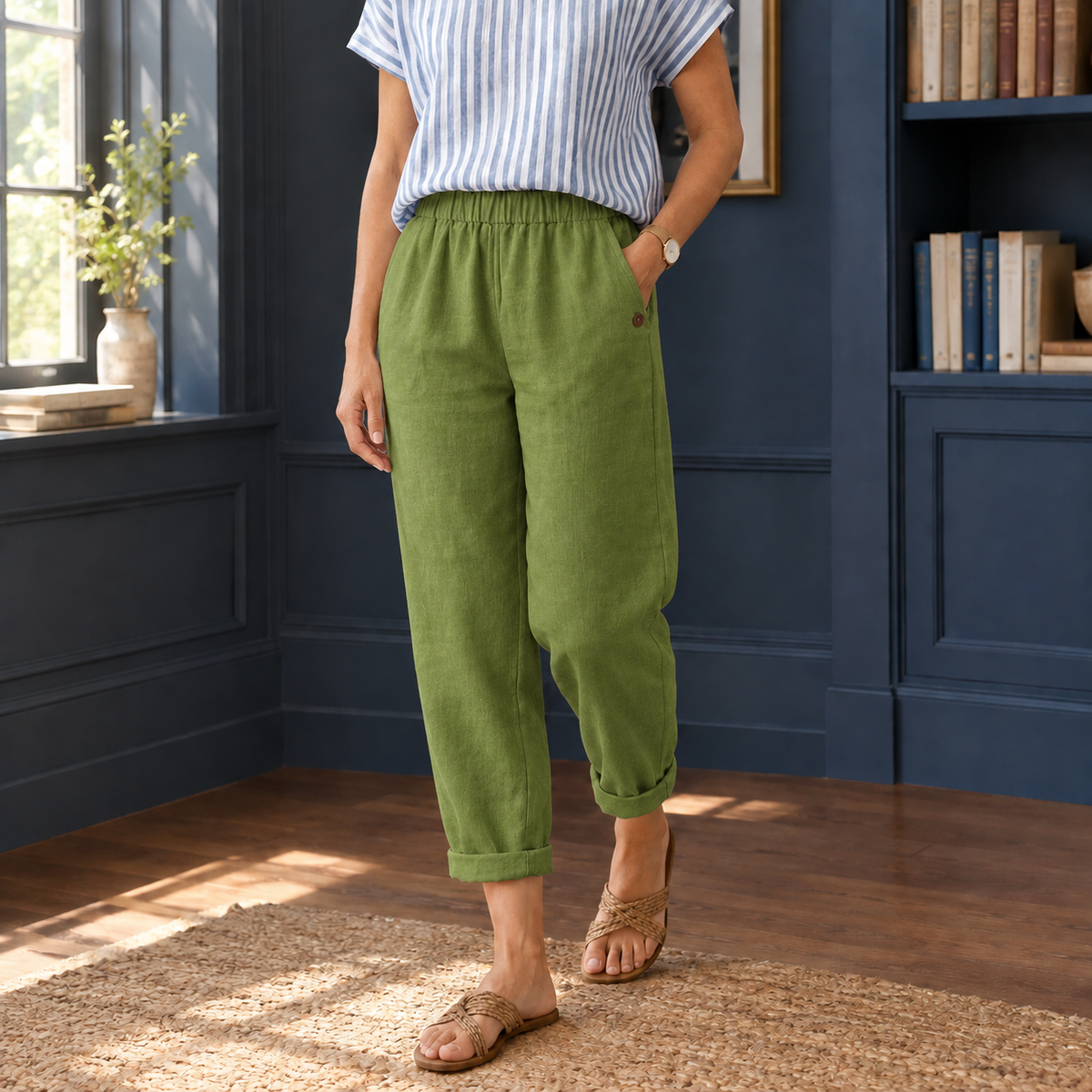 Alba-Faye Relaxed Pants - Olive Green