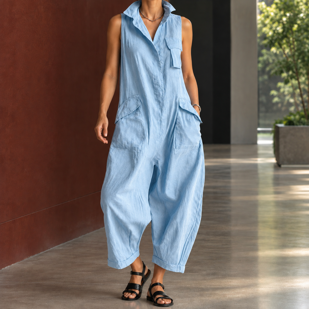 Shannon-Jade Balloon Leg Jumpsuit - Light Blue