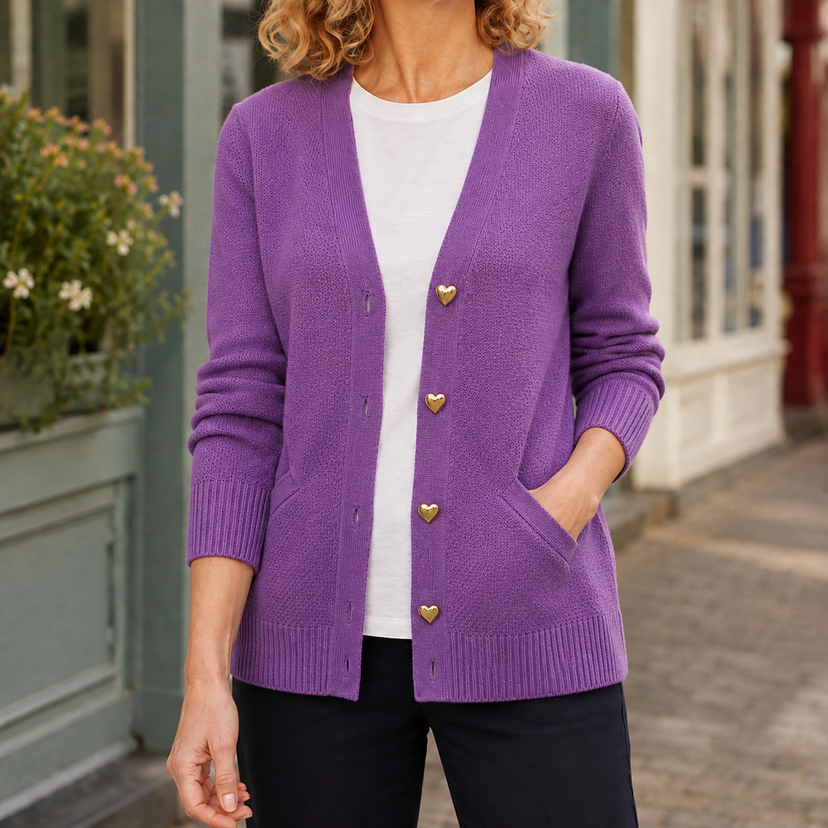 Nora V Neck Sweater - Purple