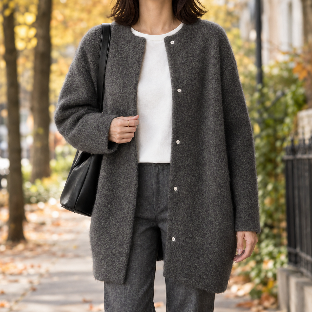 Gemma-Jane Cotton Cardigan - Dark Gray