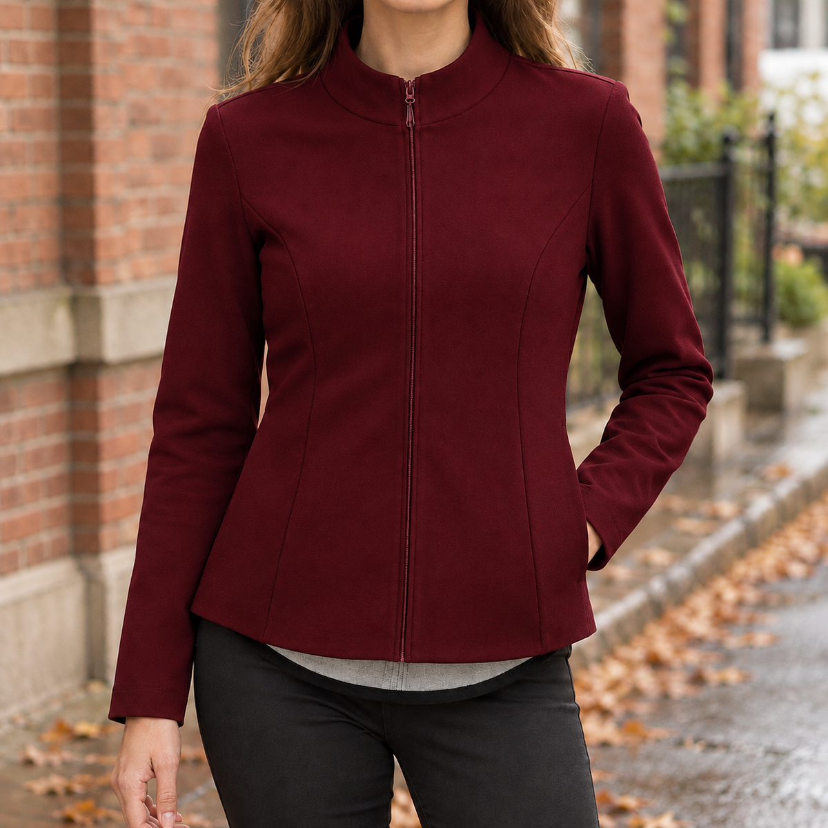 Leila-Louise Zip Jacket - Angora Red