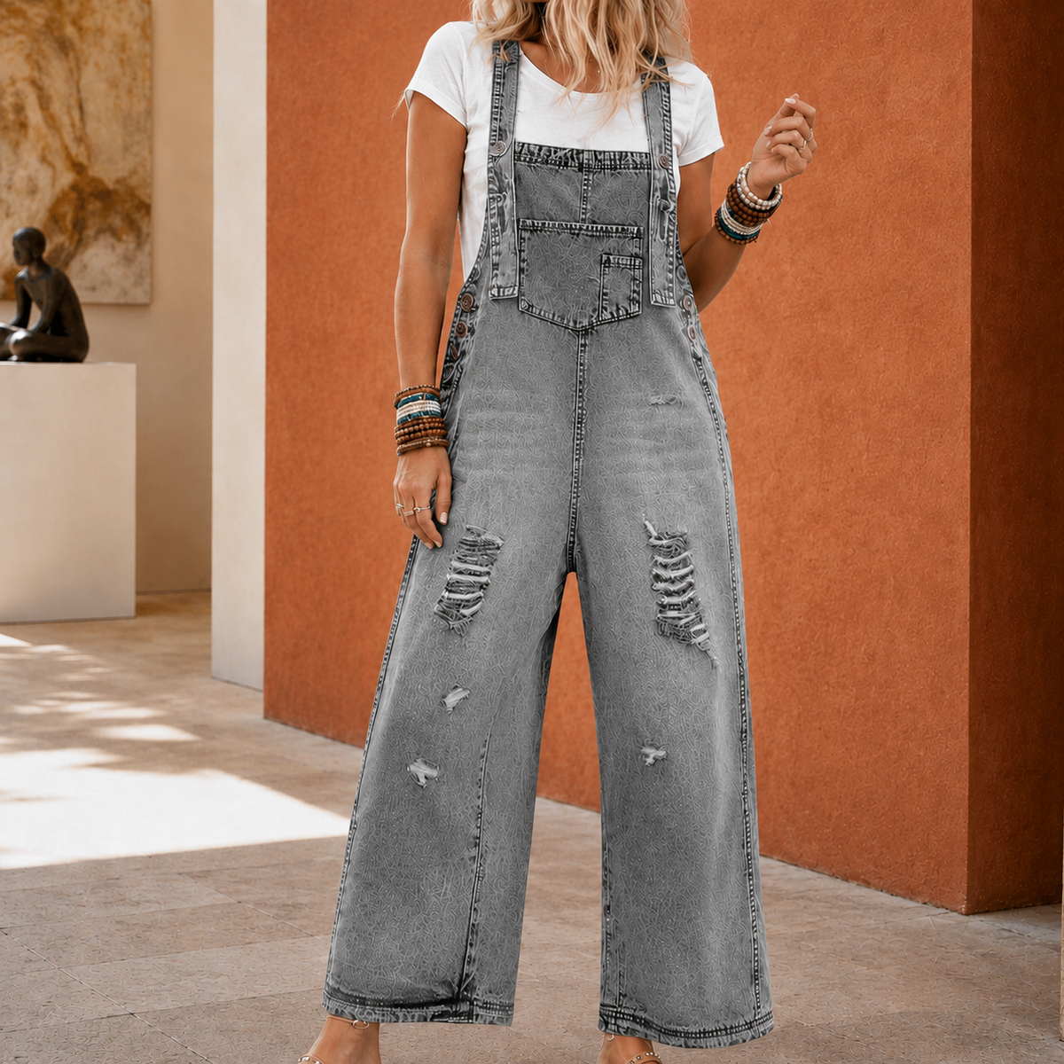 Penelope Wide Leg Jumpsuit - Space Gray