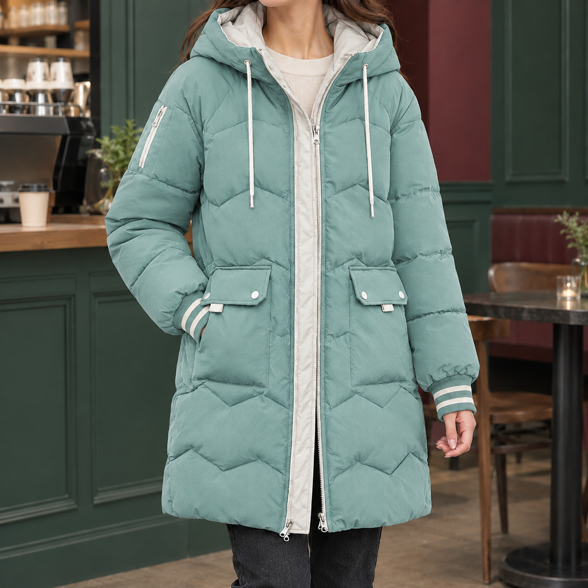 Armelle Hooded Puffer Coat - Green