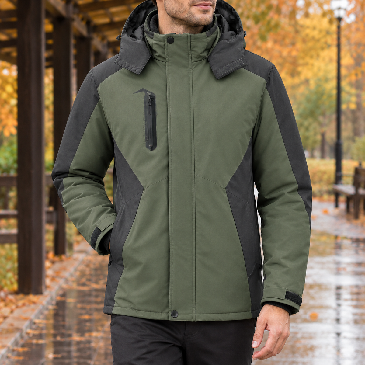 Frank-Scott Contrast Panel Jacket - Gray Milita
