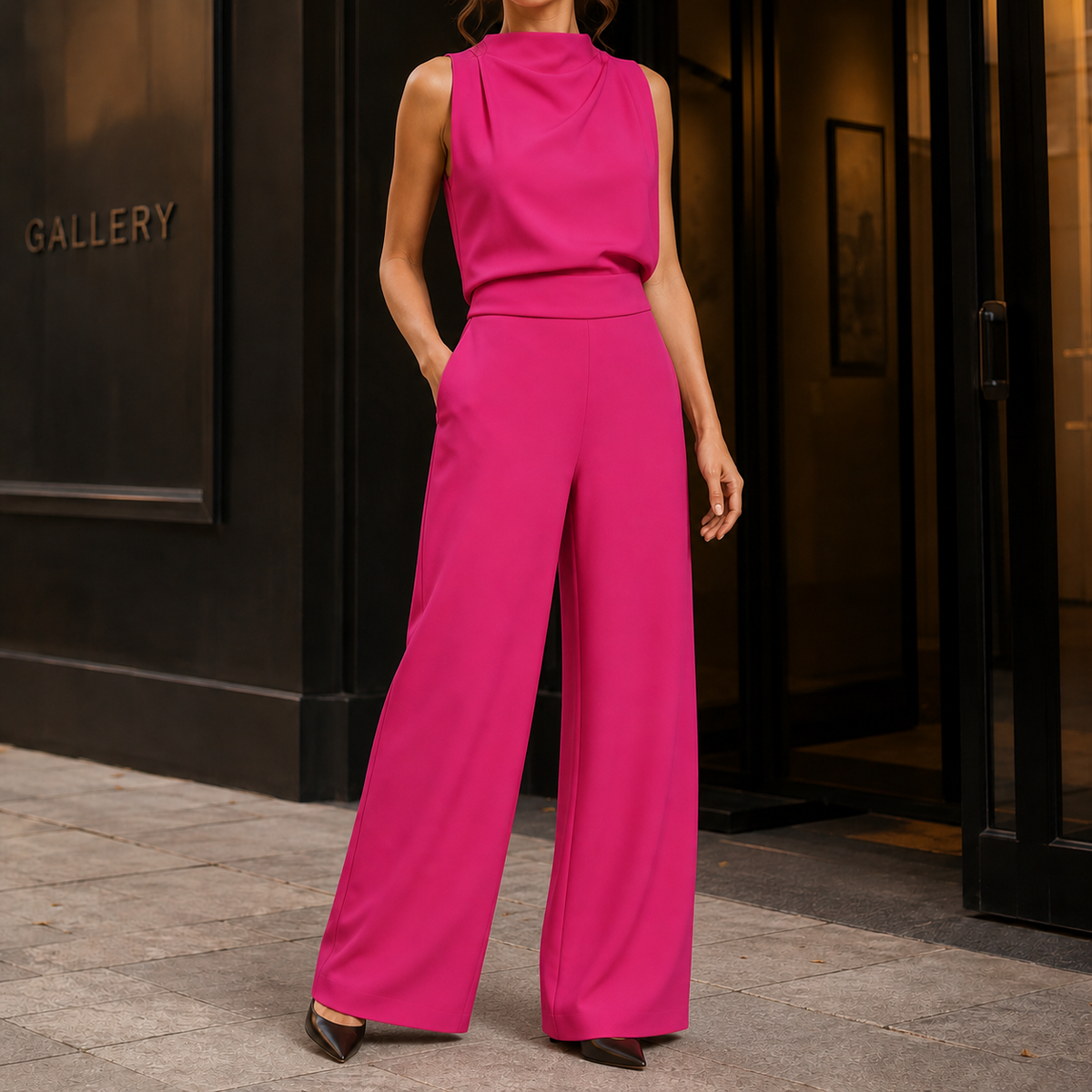 Dahlia-Louise Wide Leg Jumpsuit - Pink
