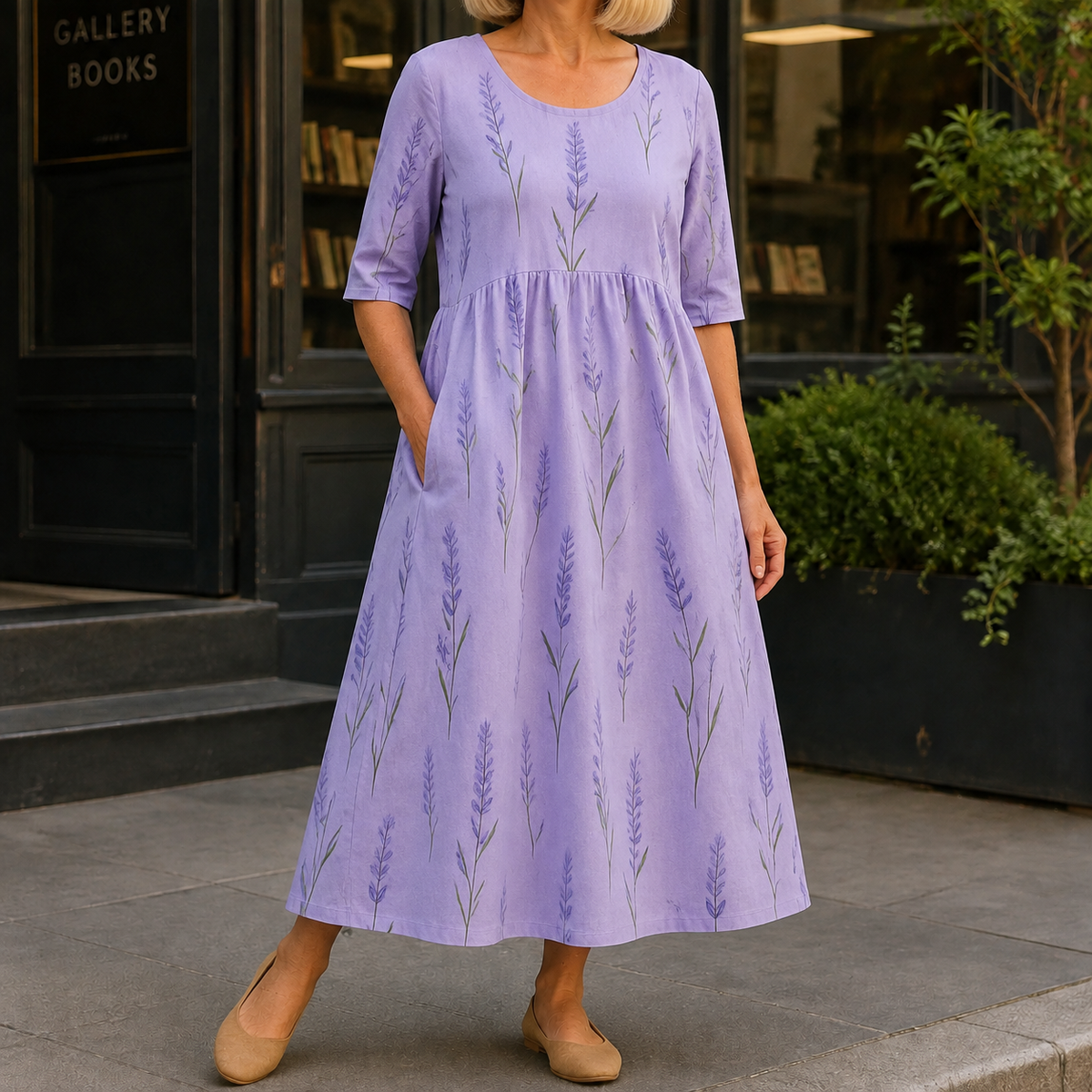 Seraphina Empire Midi Dress - Lavender