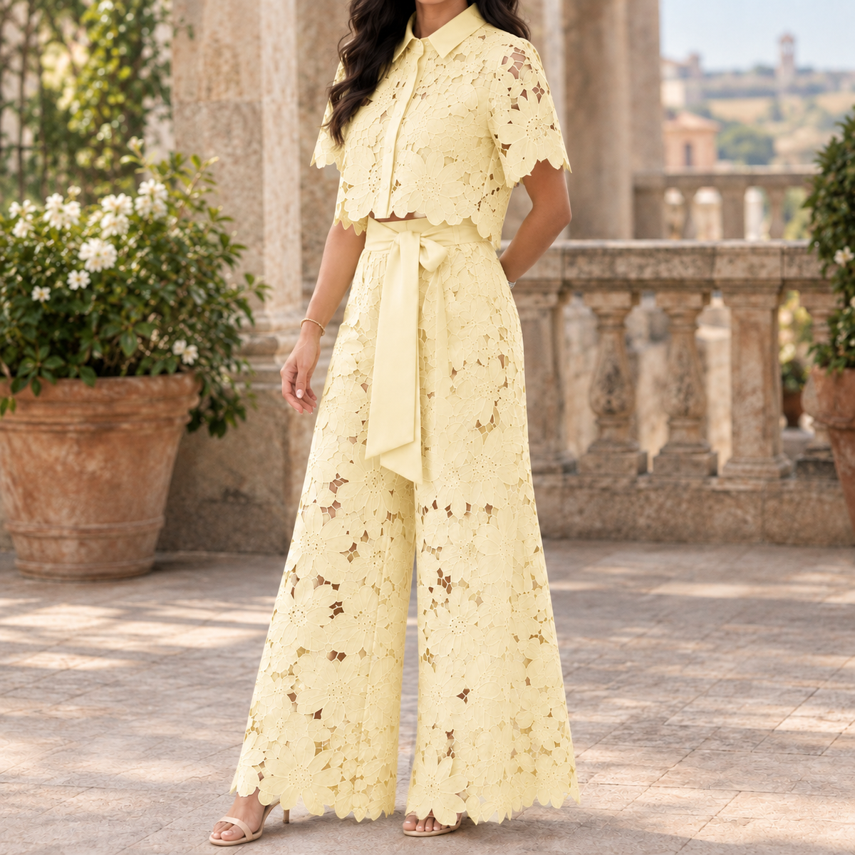 Fenna-June Airy Lace Set - Yellow