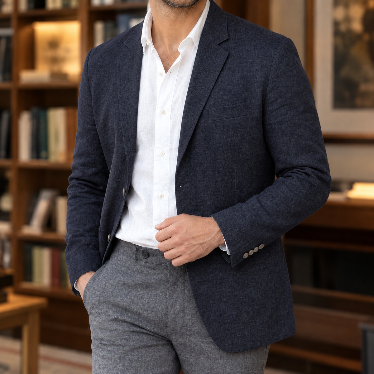 Leopold Linen Blazer - Navy
