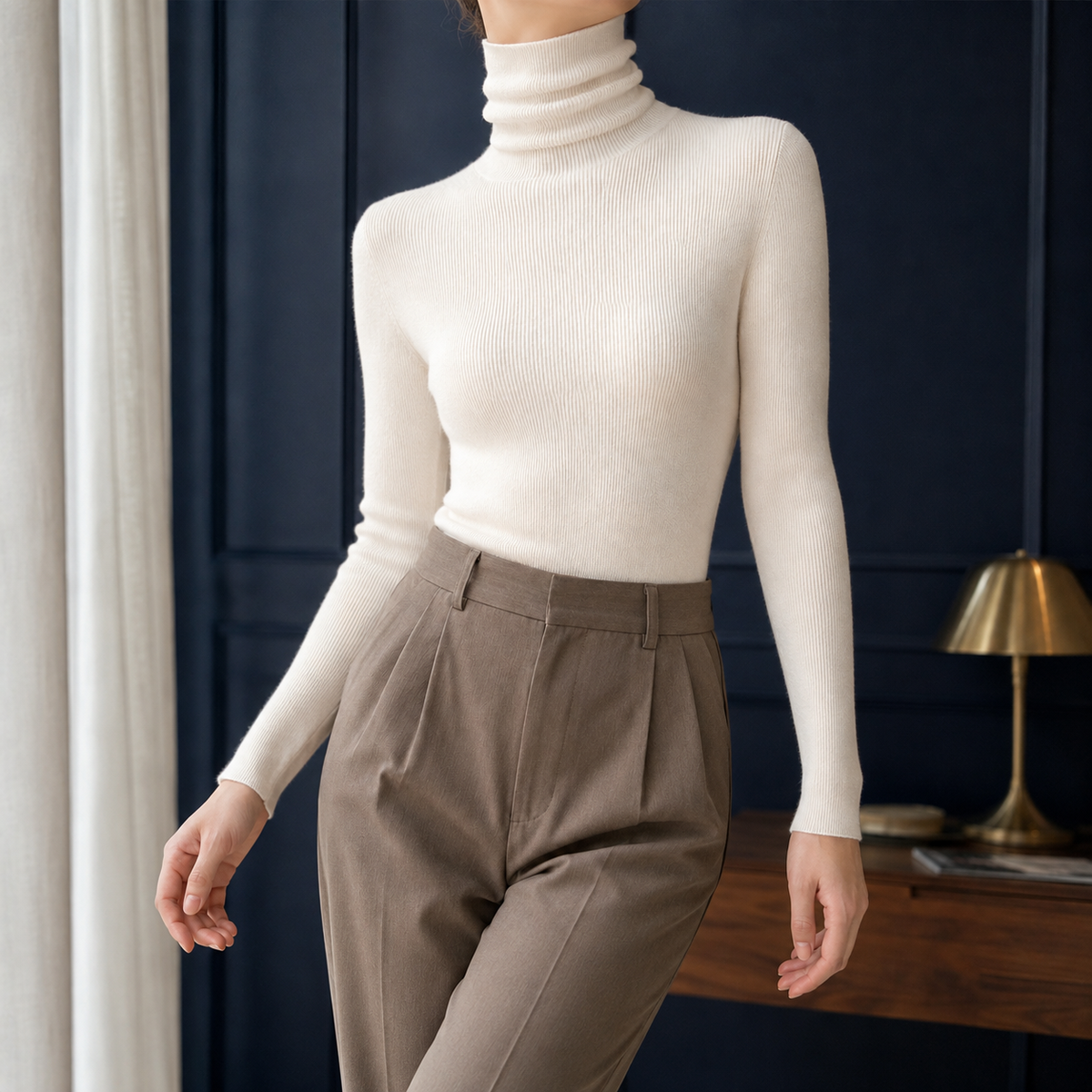 Genevieve-Rose Cashmere Sweater - Cream