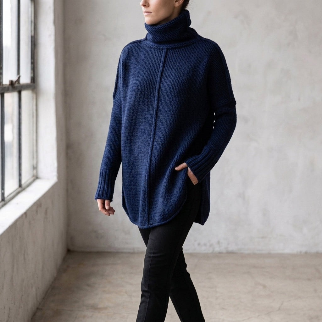 Giulia Turtleneck Sweater - Navy Blue