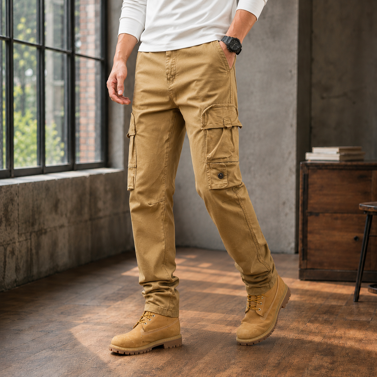 Cedric Relaxed Cargo Pants - Khaki