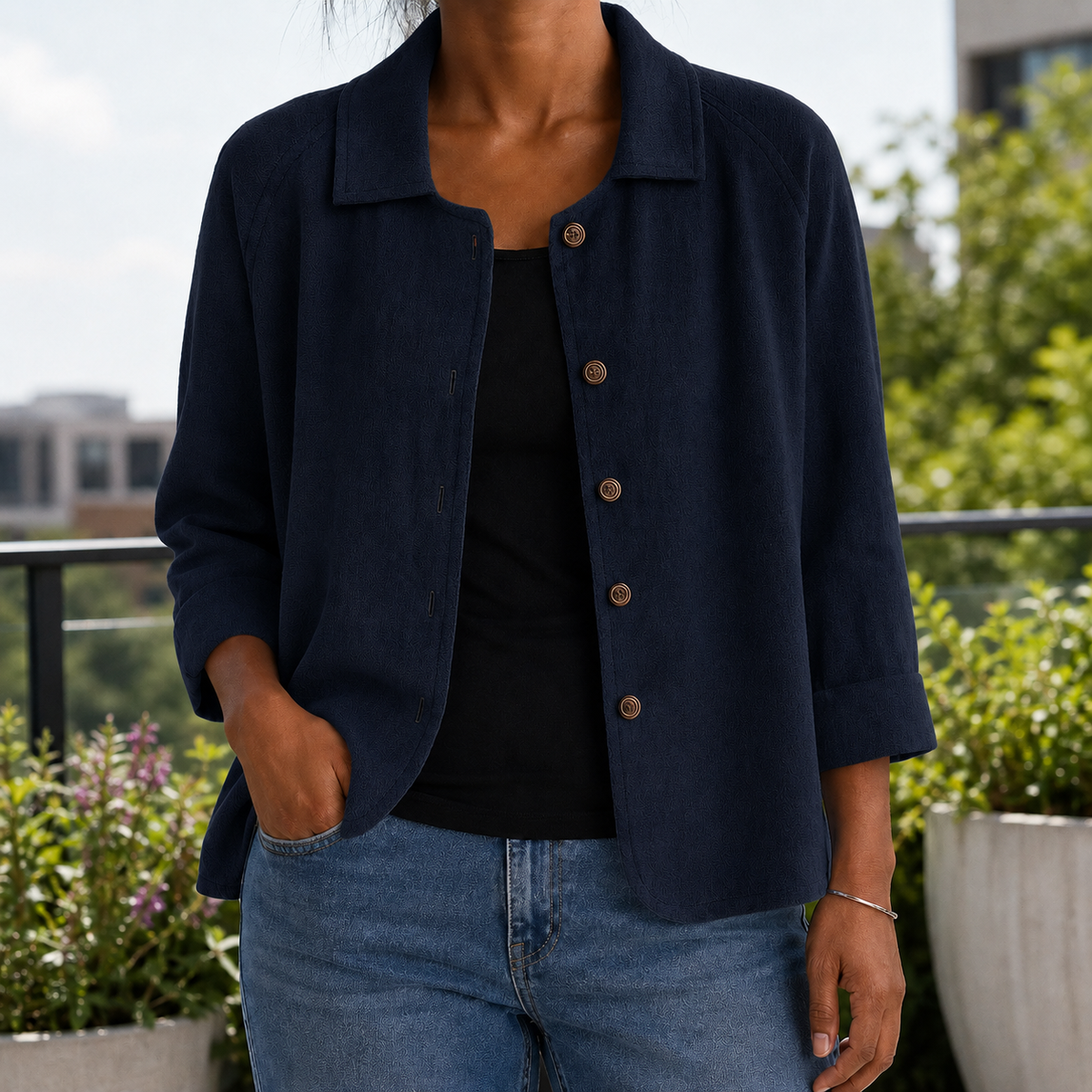Soraya-Lane Collared Cardigan - Blue