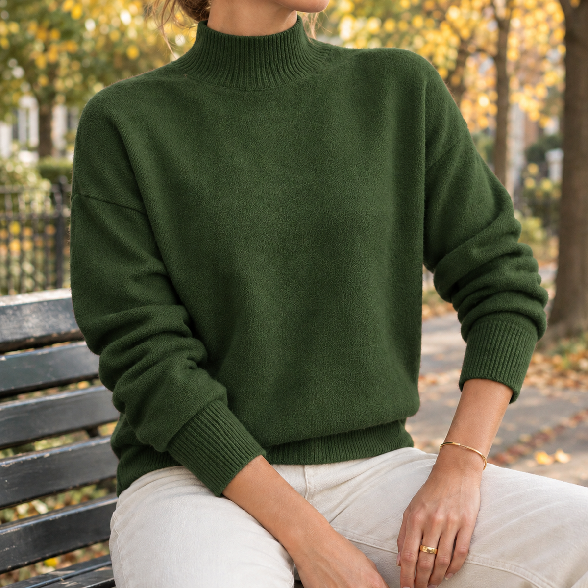 Evadne-Hope Mock Neck Sweater - Army Green