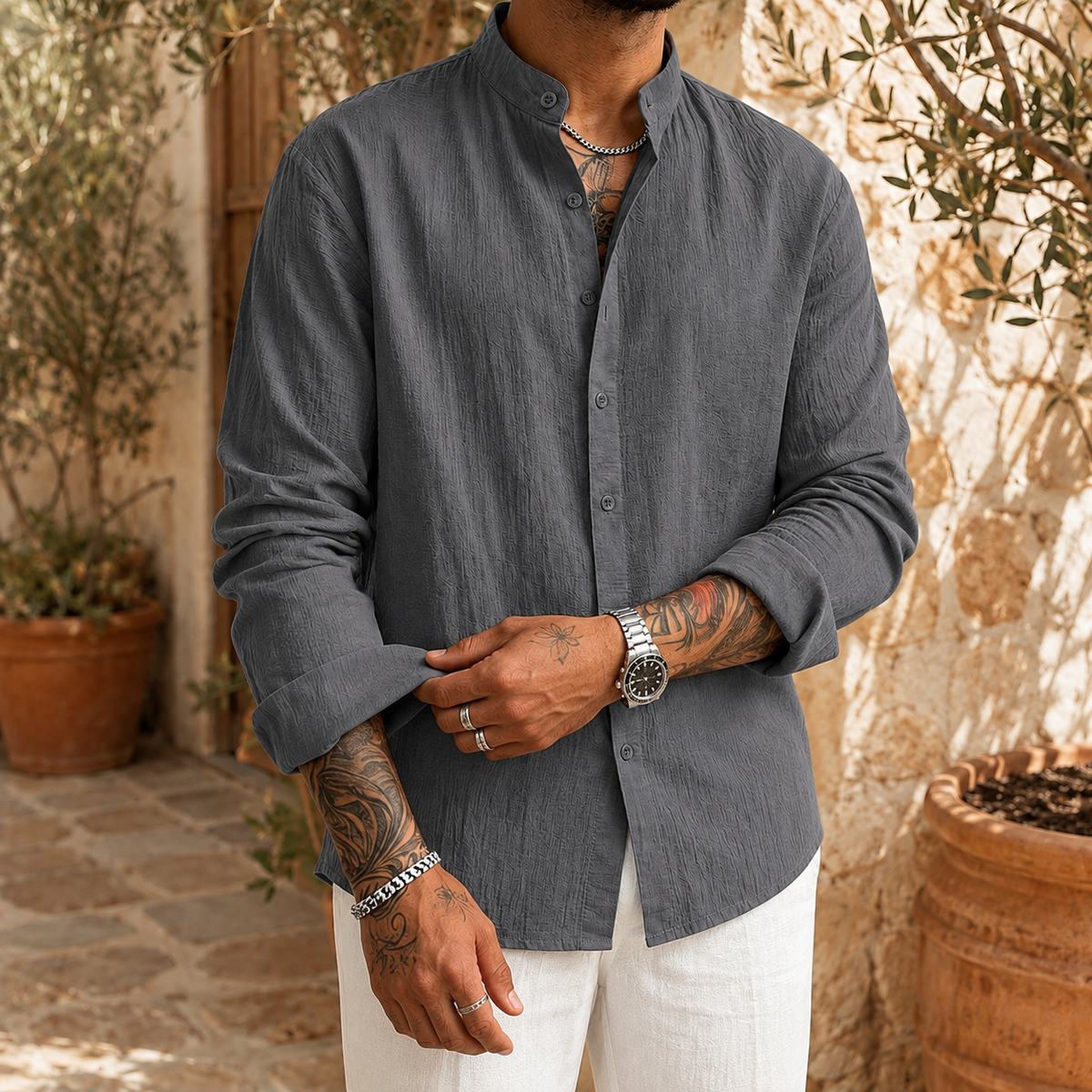 Carter Henley Shirt - Gray