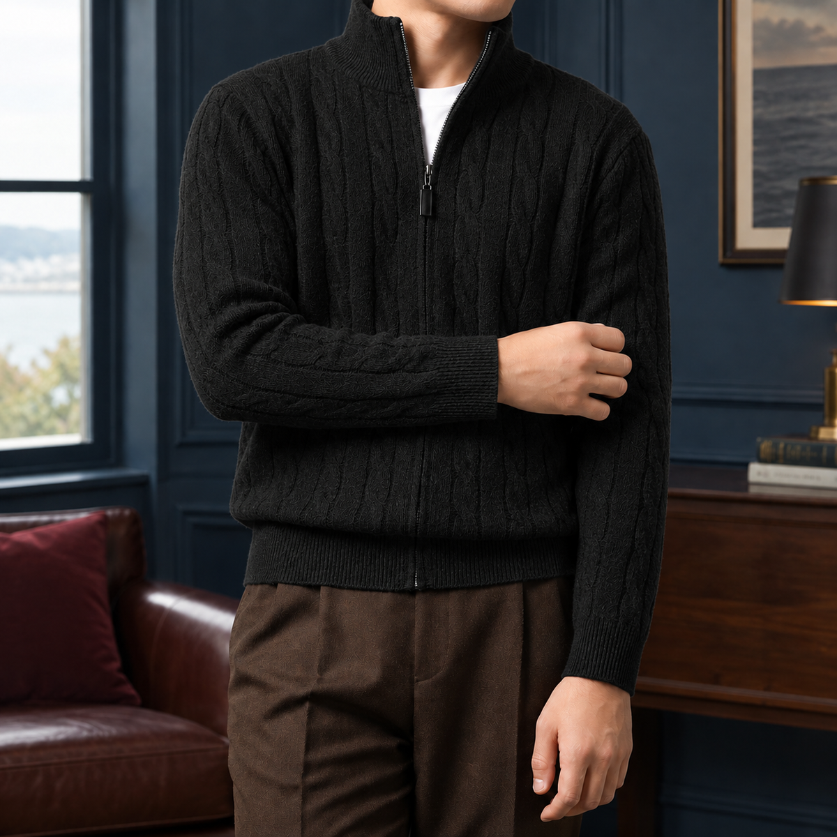 Laurence Cable Knit Sweater - Black