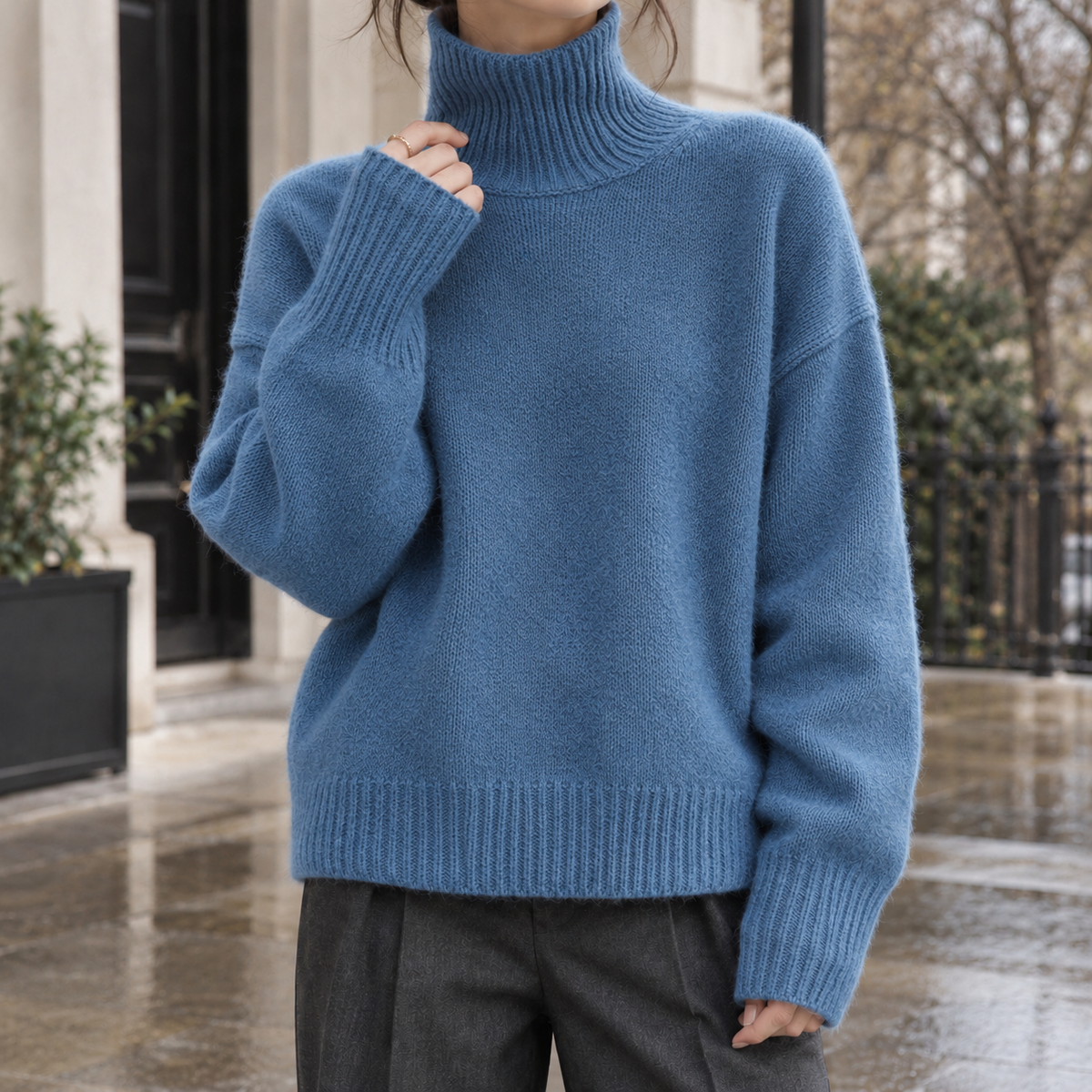 Benedetta-Grace Wool Turtleneck Sweater - Blue