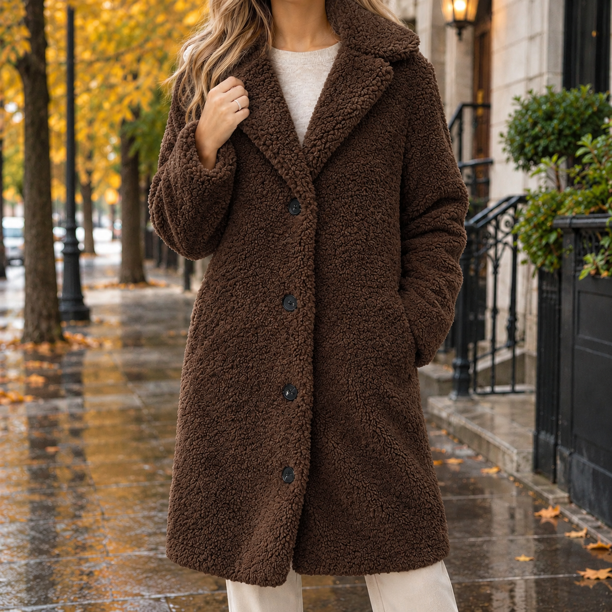 Becca-Grace Teddy Overcoat - Coffee