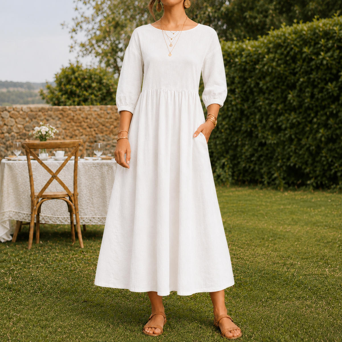 Cosima Smock Dress - White