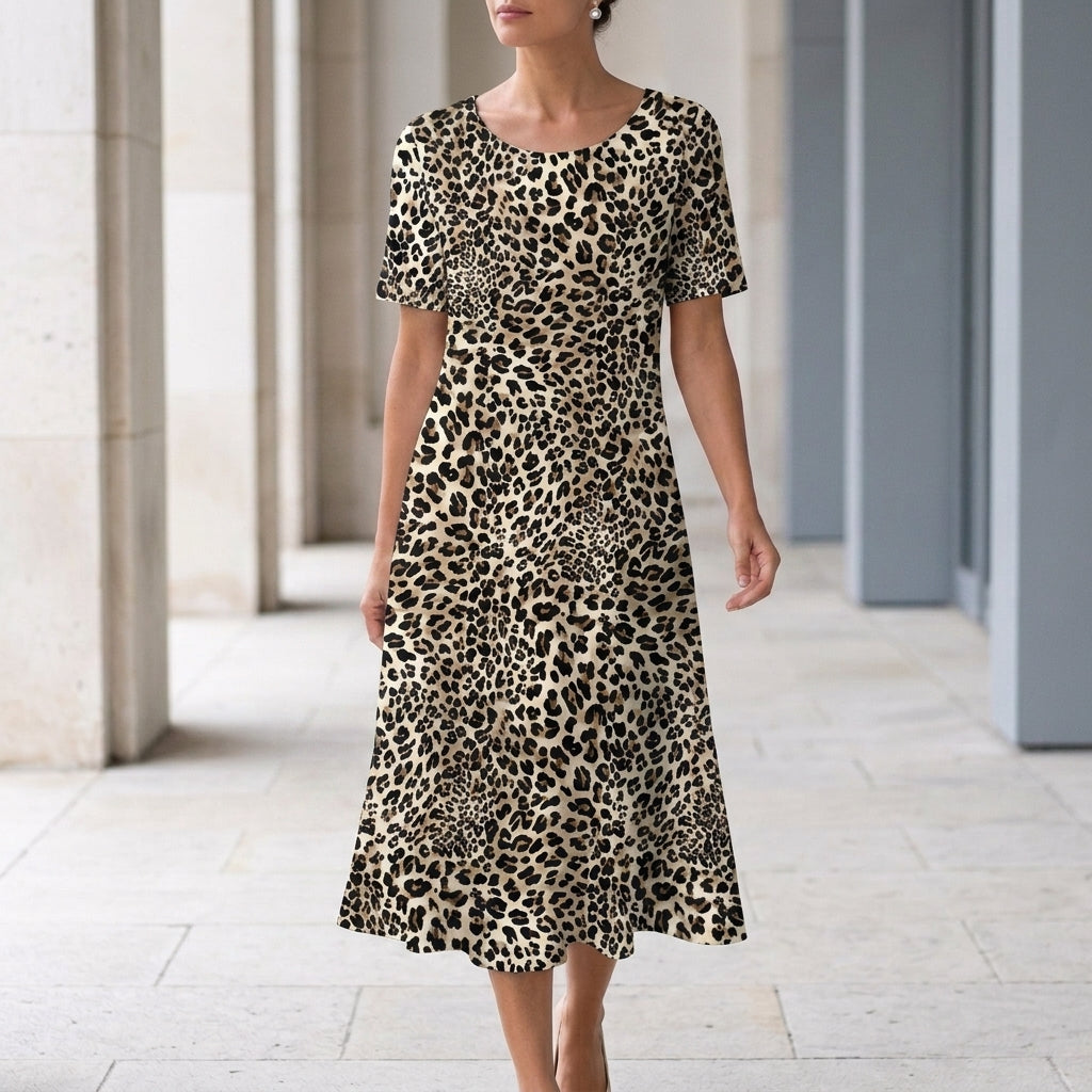 Willa Abstract Print Dress - Khaki