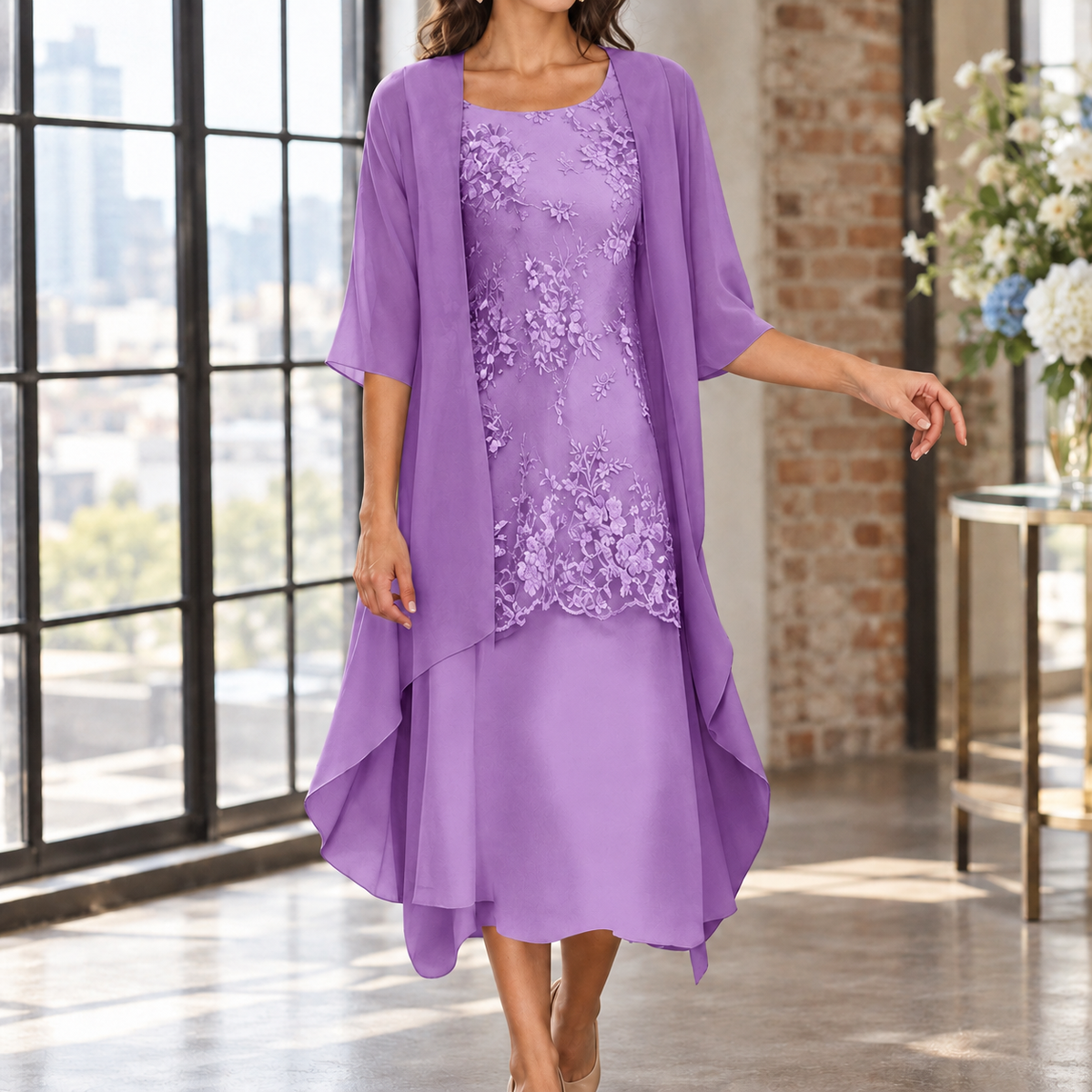 Eden-Grace Lace Overlay Set - Purple