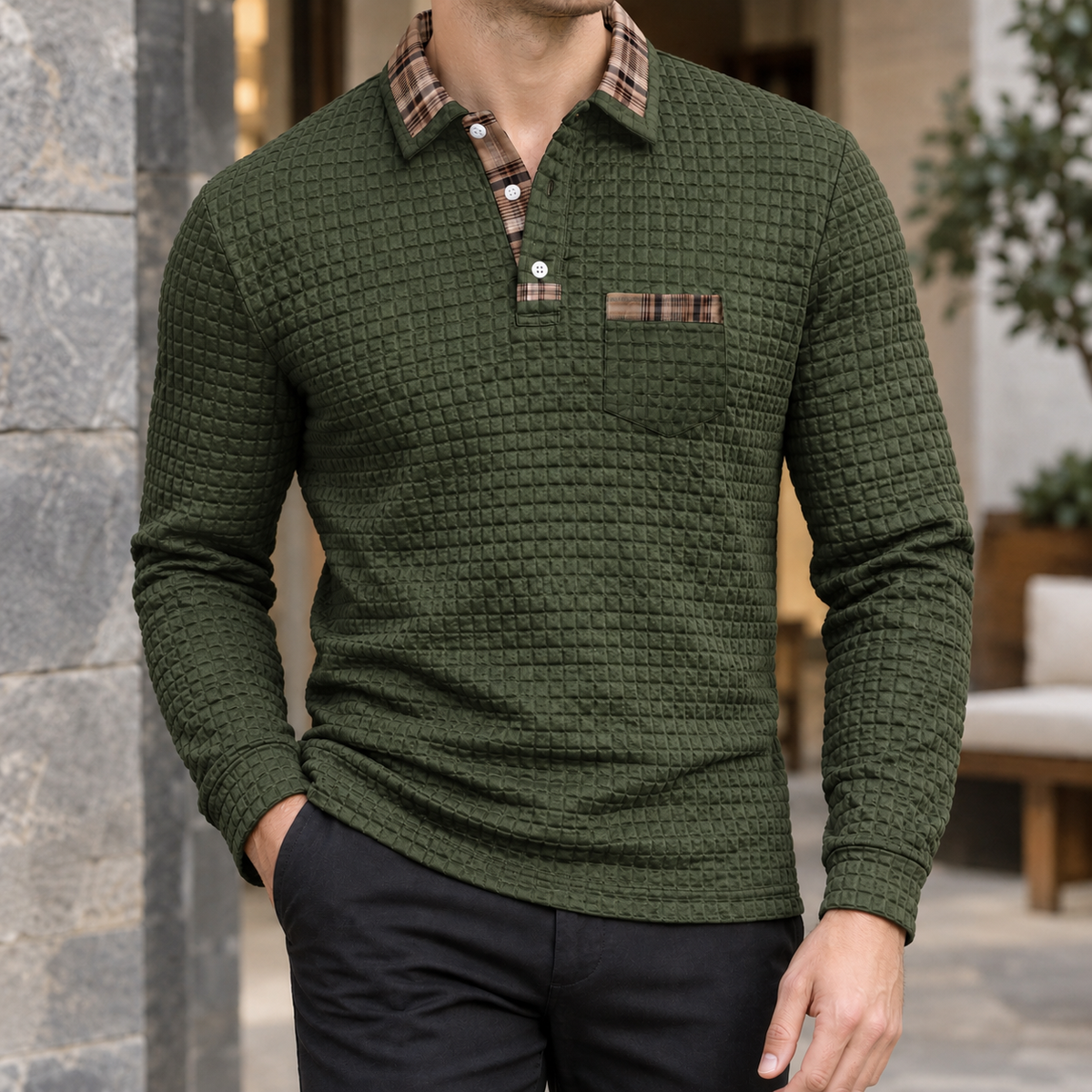 Nolan Textured Polo - Army Green