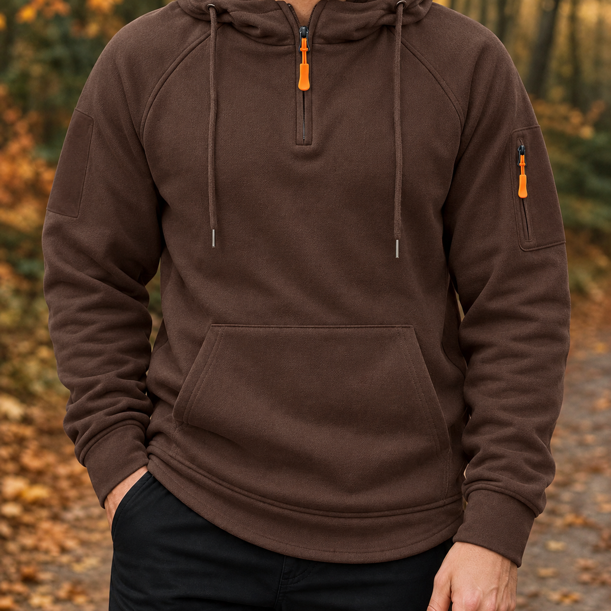 Frank Quarter Zip Sweater - Reddish Brown