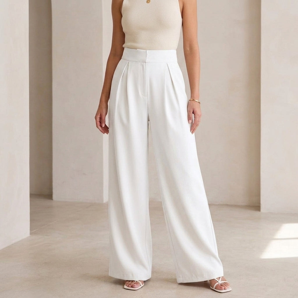 Alessia Wide Leg Pants - White